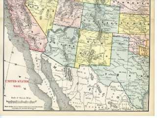 Western United States 1800s Antique vintage map/print  