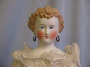   21 Alt Beck & Gottschalk Antique Parian Doll Fancy Hair pierced ears