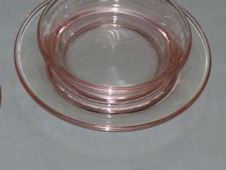 Fostoria Pink Glass Grapefruit Soup Bowl Plate 1pc Pair  