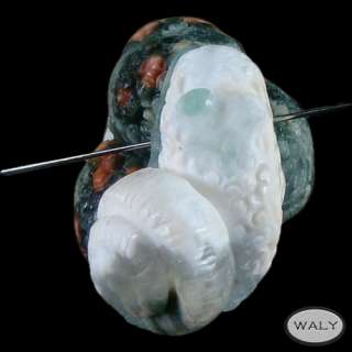 Stunning Carved Ocean Jasper Snail Pendant Bead  