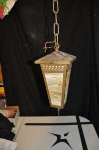 Vtg Slag Glass Hanging Lamp Arts & Crafts Era NICE  