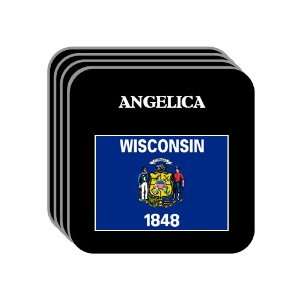  US State Flag   ANGELICA, Wisconsin (WI) Set of 4 Mini 