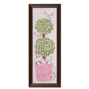 bunny topiary wall art   brown frame 