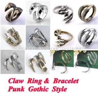 style Punk Gothic Vintage Eagle Bird Claw Talon Ring/Bangle Bracelet 
