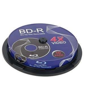  Blu ray 4x 25GB Recordable BD R Disc 10 Piece Spindle 