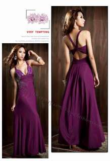   Cut Deep V Neck Backless Ruched Beaded Evening Gown Party Long Dress