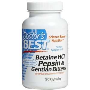 Doctors Best Betaine HCI Pepsin & Gentian Bitters VCaps, 120 ct (Pack 