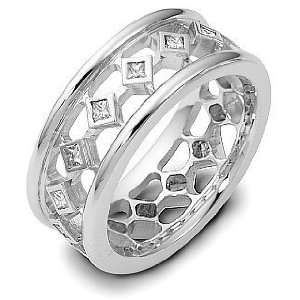   Designer 14 Karat White Gold Unique Diamond Eternity Ring   6 Jewelry