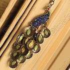 Retro Luxury Damante Bejeweled Peacock Pendant Vintage Chain Necklace 