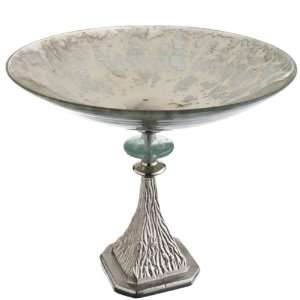   11.75 Elegant Mercury Pedestal Glass Decorative Bowl