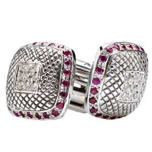  Palladium Diamond and Ruby Cufflinks Jewelry