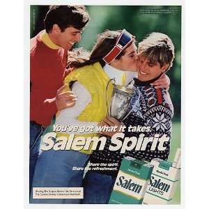  1985 Salem Spirit Cigarette Woman Man Trophy Print Ad 