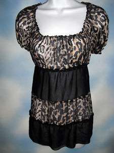ZARA BASIC boho silk tunic leopard blouse SZ S SEXY  
