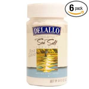 DeLallo Natural Sea Salt Fine, 8 Ounce Units (Pack of 6)  