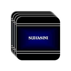 Personal Name Gift   SUHASINI Set of 4 Mini Mousepad Coasters (black 