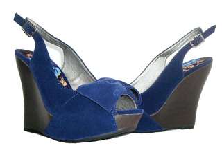 New Blue Bow Velvet Wedge Platform Peep toe Dress Shoes  