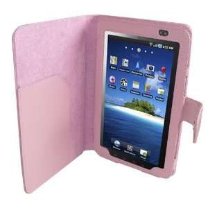   Pink Faux Leather Flip Wallet Case for Samsung Galaxy Tab Cell Phones