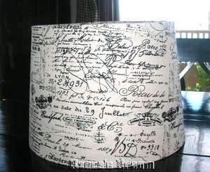   FRENCH SCRIPT DOCUMENT Drum Lamp Shade Country Shabby Cottage Chic