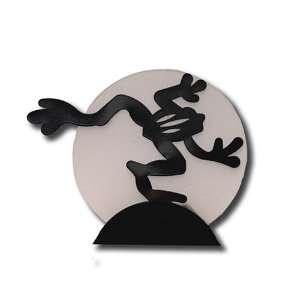    Black Metal and Frosted Glass Frog Tealight Holder 
