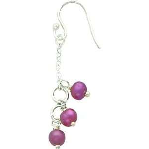    Sterling Silver Dyed Purple Imitation Pearl Earrings Jewelry