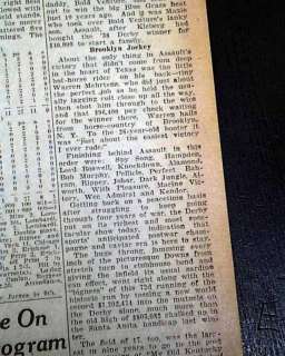 KENTUCKY DERBY Horse Racing Win ASSAULT Triple Crown Winner 1943 