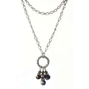   Long Firepolished Beads & Pearl Cluster ~ Amethyst (Purple) Jewelry