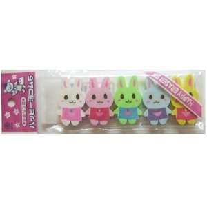  New Cute 5 Happy Erasers Eraser Pack Candy Scented Bunny 
