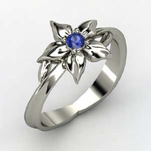    Star Flower Ring, Sterling Silver Ring with Sapphire Jewelry