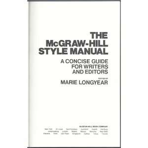  McGraw Hill Style Manual Concise Guide for Writers and Editors 