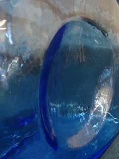 Blenko Art Glass Cobalt Water Bottle Double Spout Vase Pitcher 384 