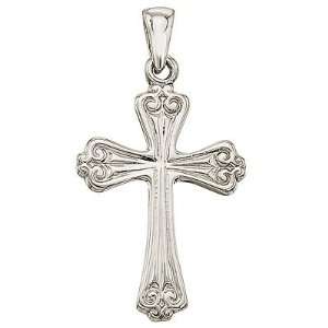 14K White Gold Cross Pendant with 18 Chain Jewelry