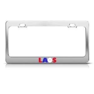  Laos Flag Country Metal license plate frame Tag Holder 