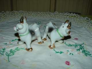 Vintage Cows with Horns Salt & Pepper Shakers Marked Japan  