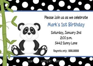 PANDA BEAR BIRTHDAY OR BABY SHOWER INVITATIONS  
