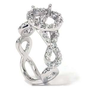   Fancy REAL Diamond Semi Mount Engagement Ring Vintage White Gold 4 9