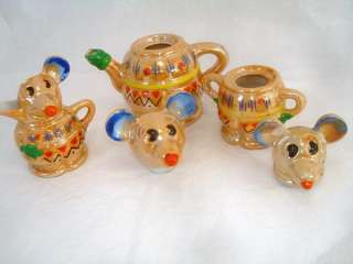Mickey Mouse Disney Carnival Lustre Ware Tea Set c1930s Japan  