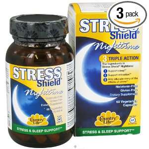  Country Life Stress Shield Nighttime   60 Capsules, 3 Pack 