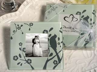 100 wedding favors Lovebirds Design Photo Coasters  