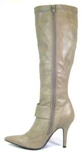 PAPRIKA HOLE S PUTTY TAUPE POINTY TOE KNEE HIGH BOOT  