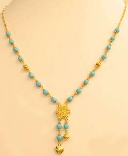 18K gold natural turquoise necklace  