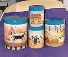 Set 4 Nesting Tins Canisters Americana Lowell Herrera Country Farm 