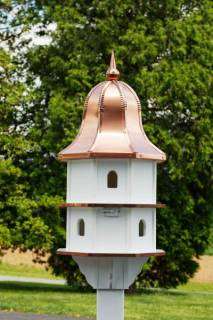 Amish Made Poly Birdhouse White Copper Roof Deluxe  