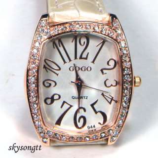Swarovski Crystal White Strap Gold Bracelet Watch W104W  