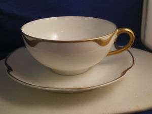 Haviland France cup and saucer white gold trim  