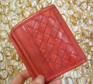 FOSSIL Womens Cute Small Red Leather Woven Detail Wallet  