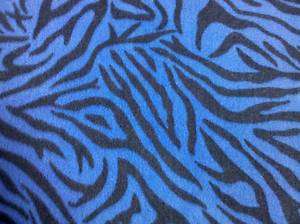 Black & dark blue zebra print fleece fabric by the yard  