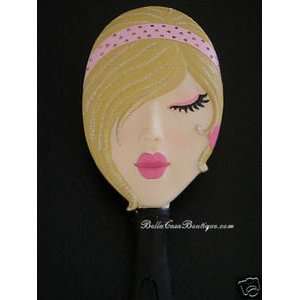  Beautiful Jeweled Hairbrush w/ Face Pink Jeweled Headband 