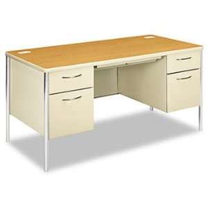 New   Mentor Series Double Pedestal Desk, 60w x 30d x 29 1/2h, Harvest 