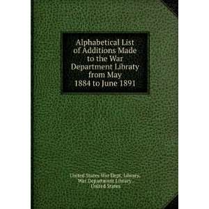 Alphabetical List of Additions Made to the War Department Libraty from 