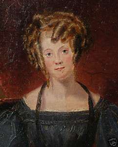   1856 Antique Oil Painting almost Miniature Portrait of Lady  